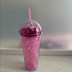 Hello Kitty Glitter Dome Acrylic Travel Cup 22oz Hot Topic Exclusive
